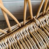 Coffre banc vintage en osier