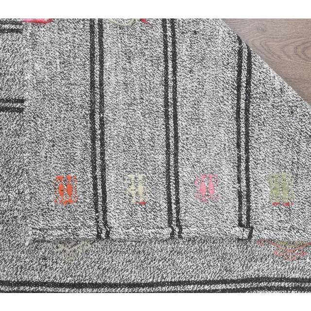 1970s Turkish Handmade Wool Kilim Striped Runner Rug 131x260