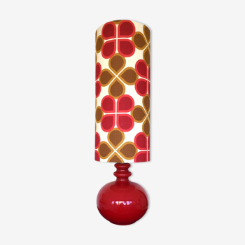 Lampe de sol Cordoba opaline rouge et tissu vintage