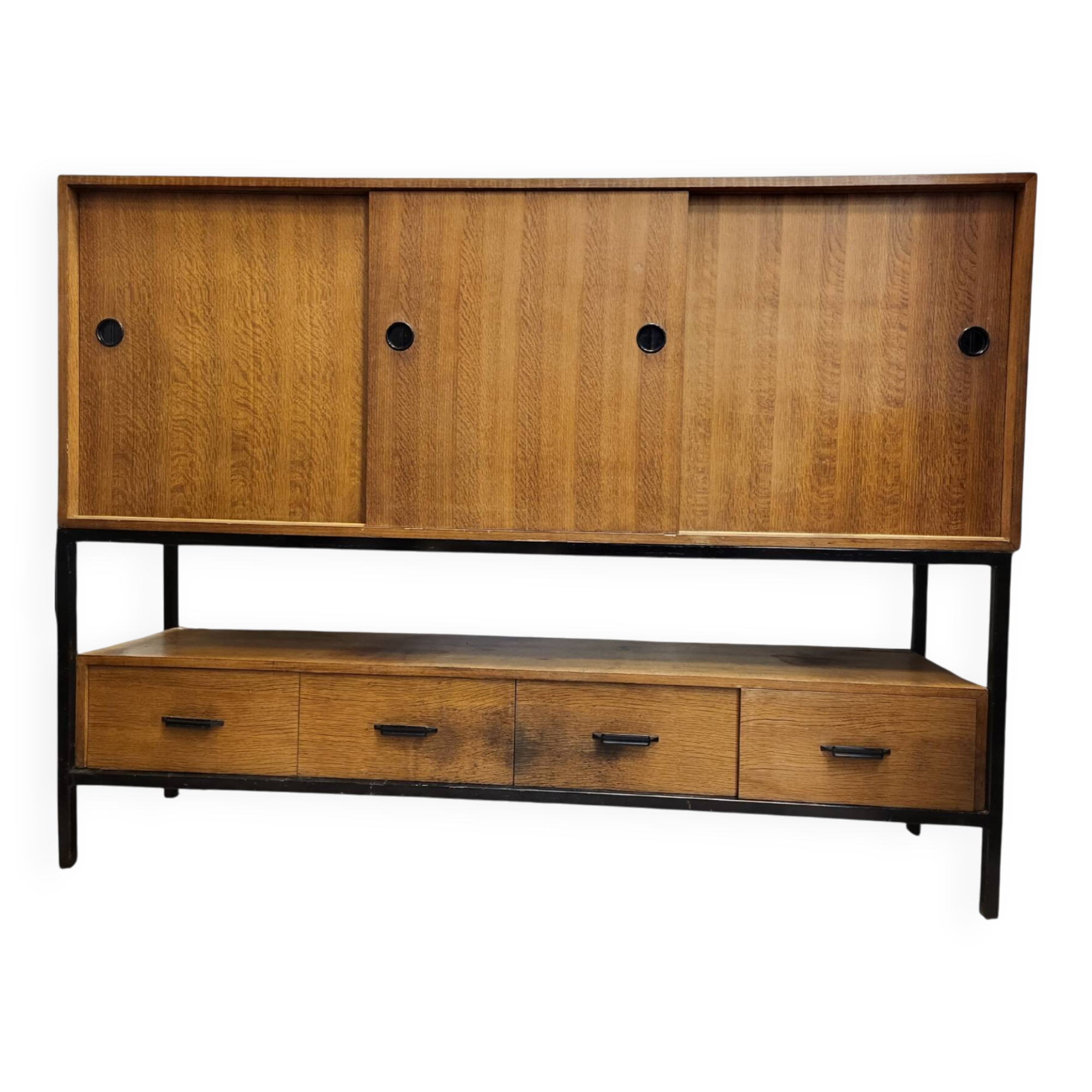 Gabinete, large apparador, madera de tea, Scandinavian design, 50's