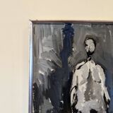 1973 Peinture à l’huile nue suédoise moderne du milieu du siècle « Dans l’ombre », encadrée