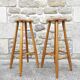 Pair of solid wood bar top stools