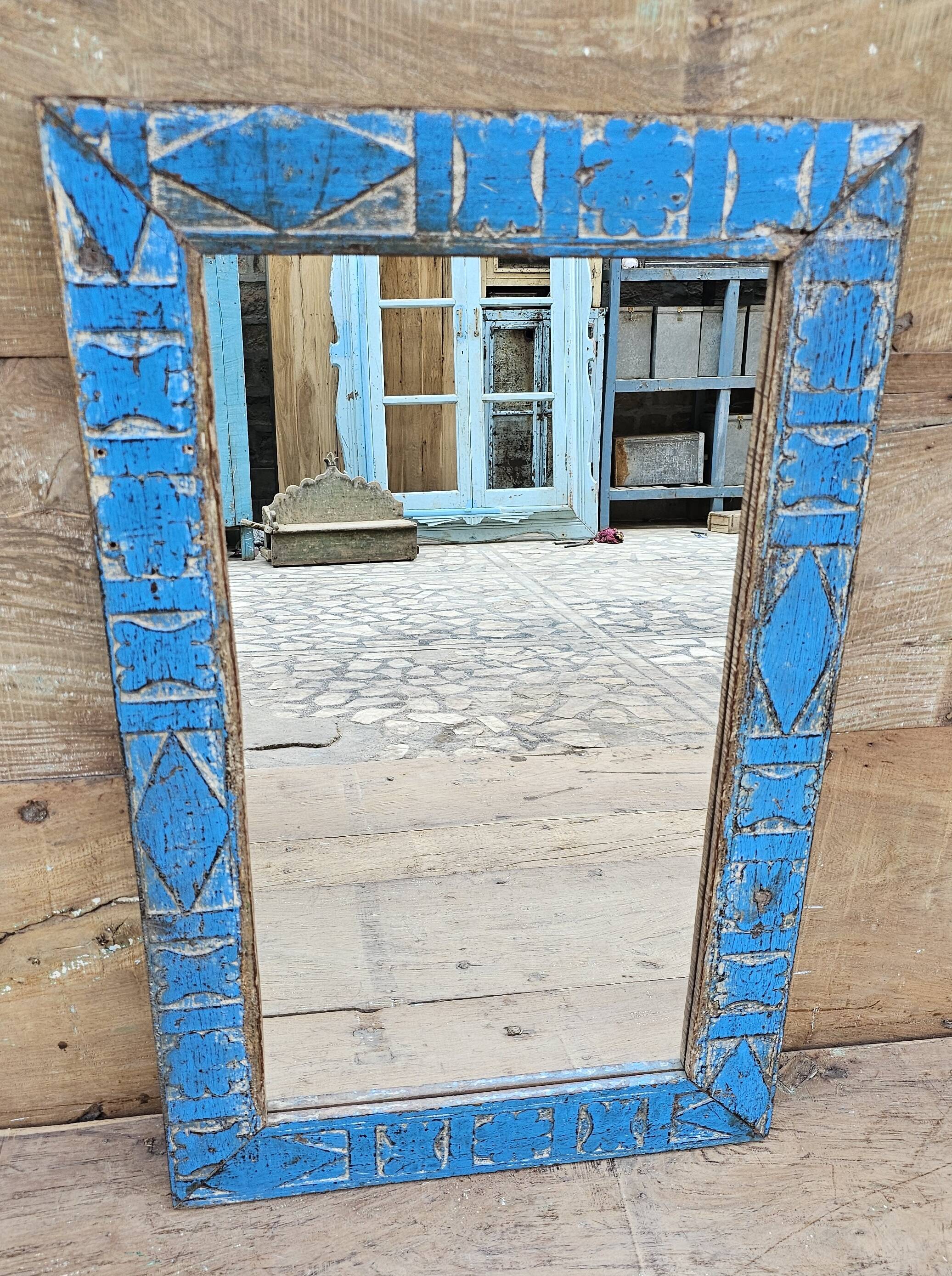 Antique Art Deco mirror in Burmese teak.