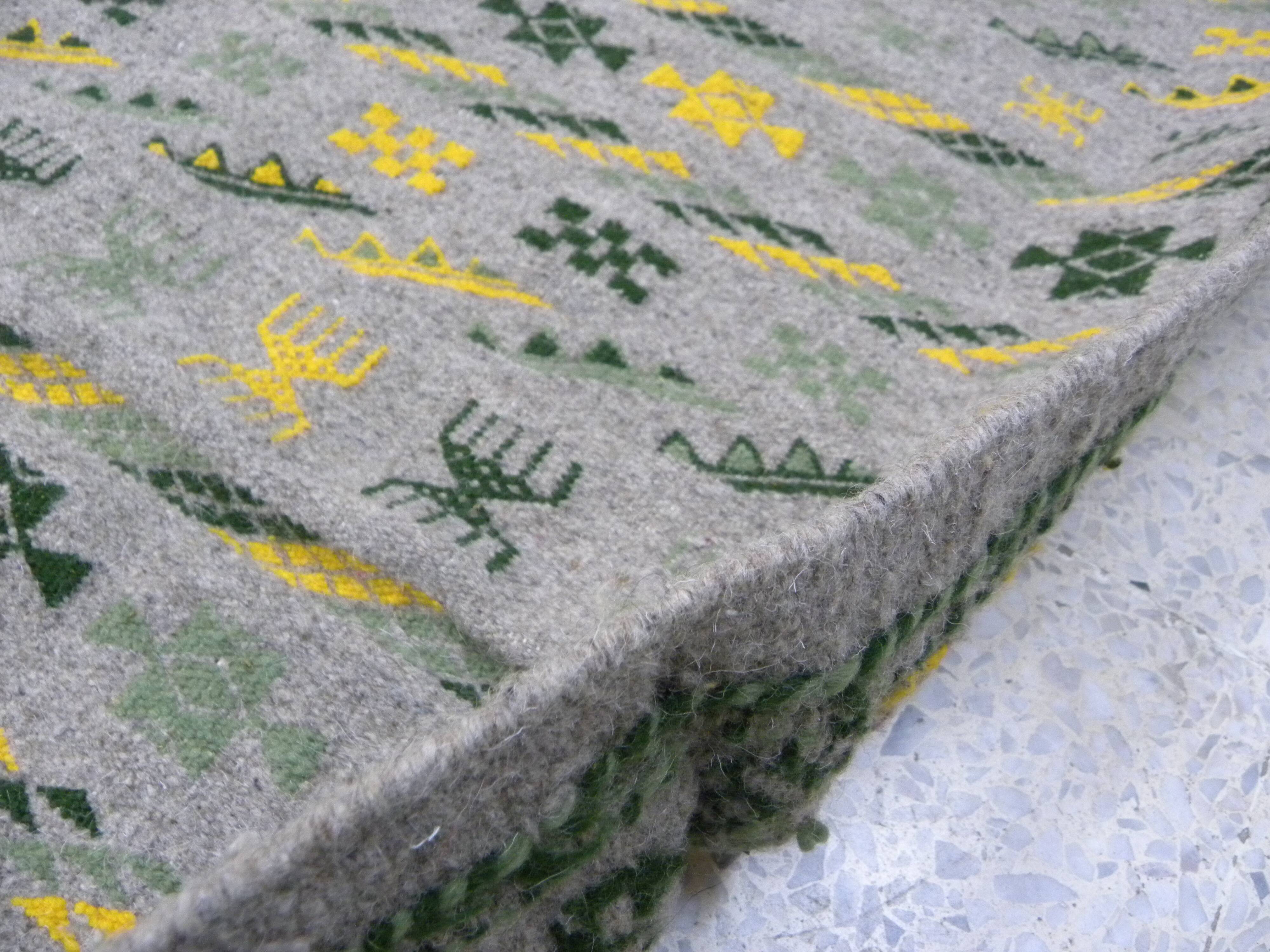 Authentic Margoum Nomad Kilim Rug Woven Flat Grey and Yellow