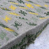 Authentic Margoum Nomad Kilim Rug Woven Flat Grey and Yellow