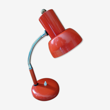 Lampe bureau chevet métal rouge orangé