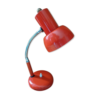 Lampe bureau chevet métal rouge orangé