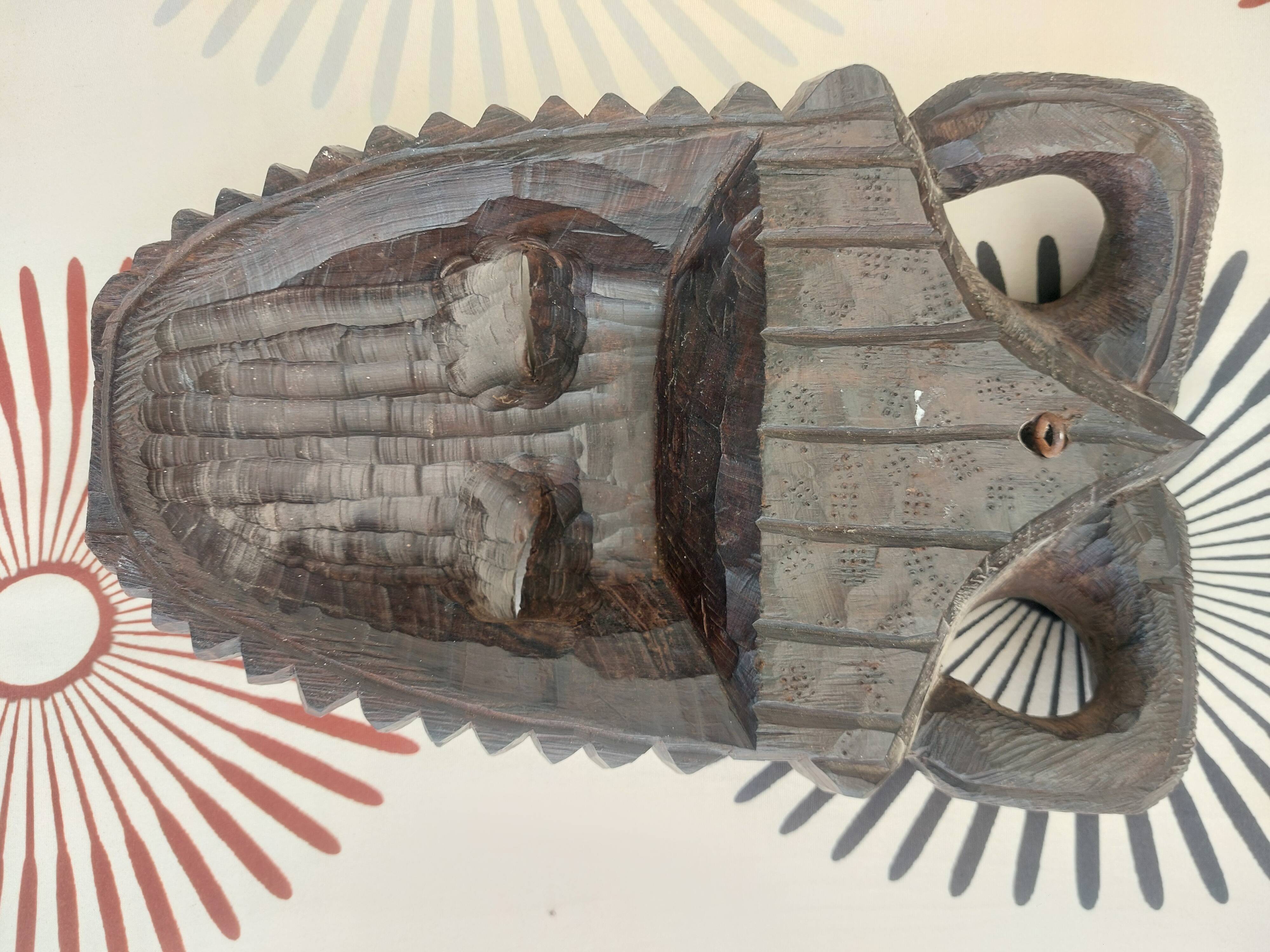 Ancient Carved Ebony Mask (2.9kg) - Tribal / Ethnic Art - 25cm