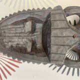 Ancient Carved Ebony Mask (2.9kg) - Tribal / Ethnic Art - 25cm