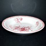 FONTANGES deep salad bowl in Sarreguemines earthenware with red decoration 28 cm