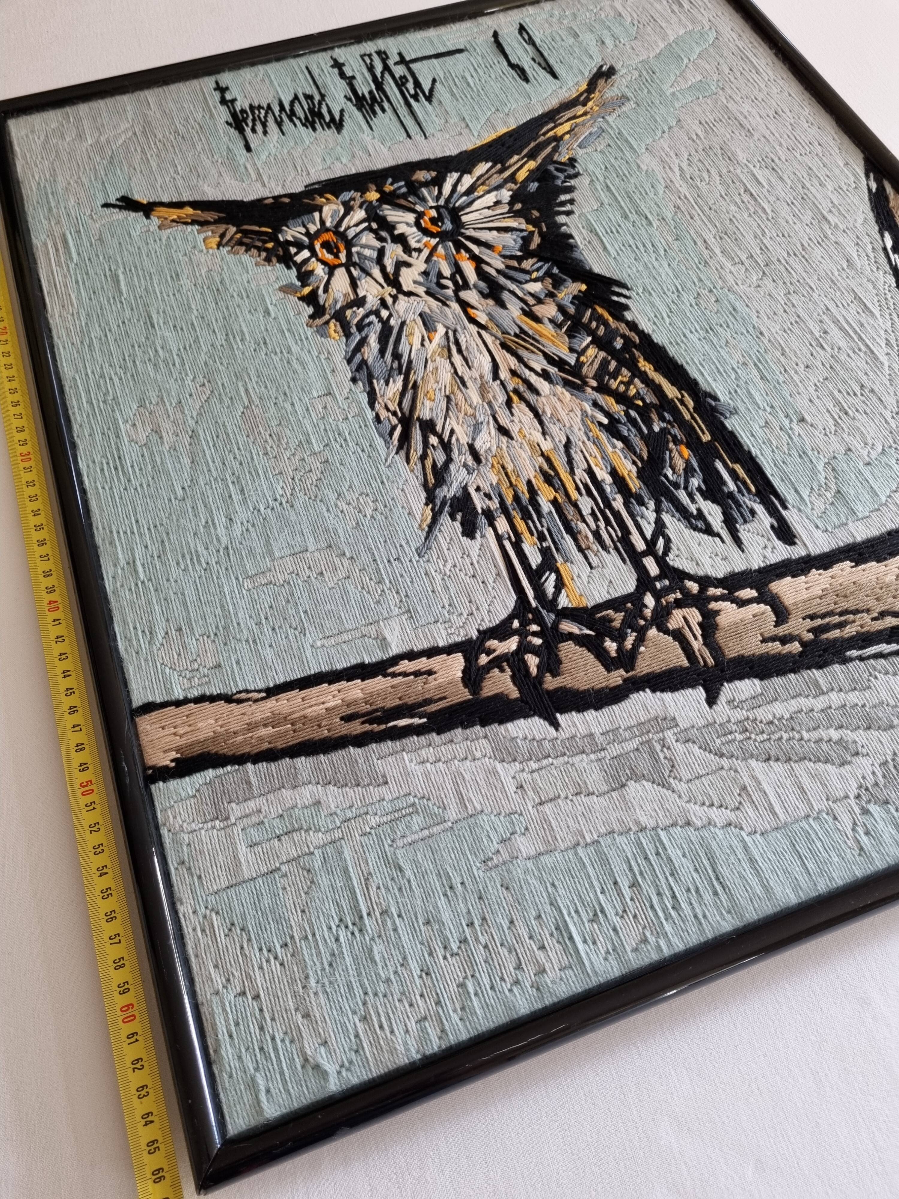 Tapestry after Bernard Buffet "the owl" 67 x 56 cm