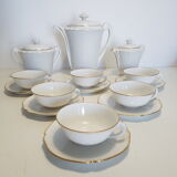 Coffee service in limoges porcelain, white and gold