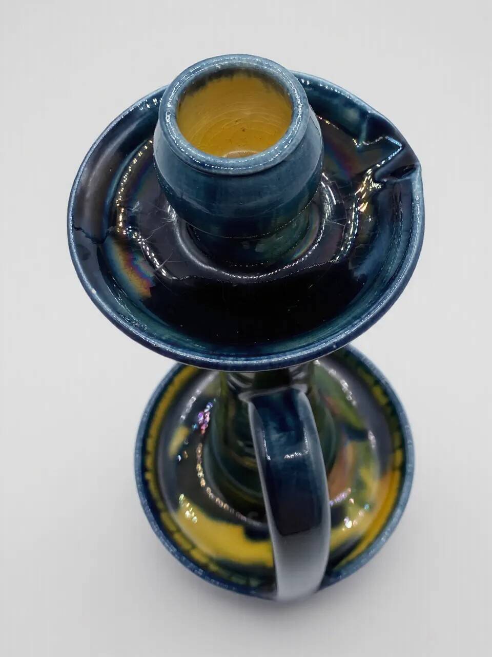 Art Nouveau - Flemish Art Pottery Candlestick - Flame Glaze Technique