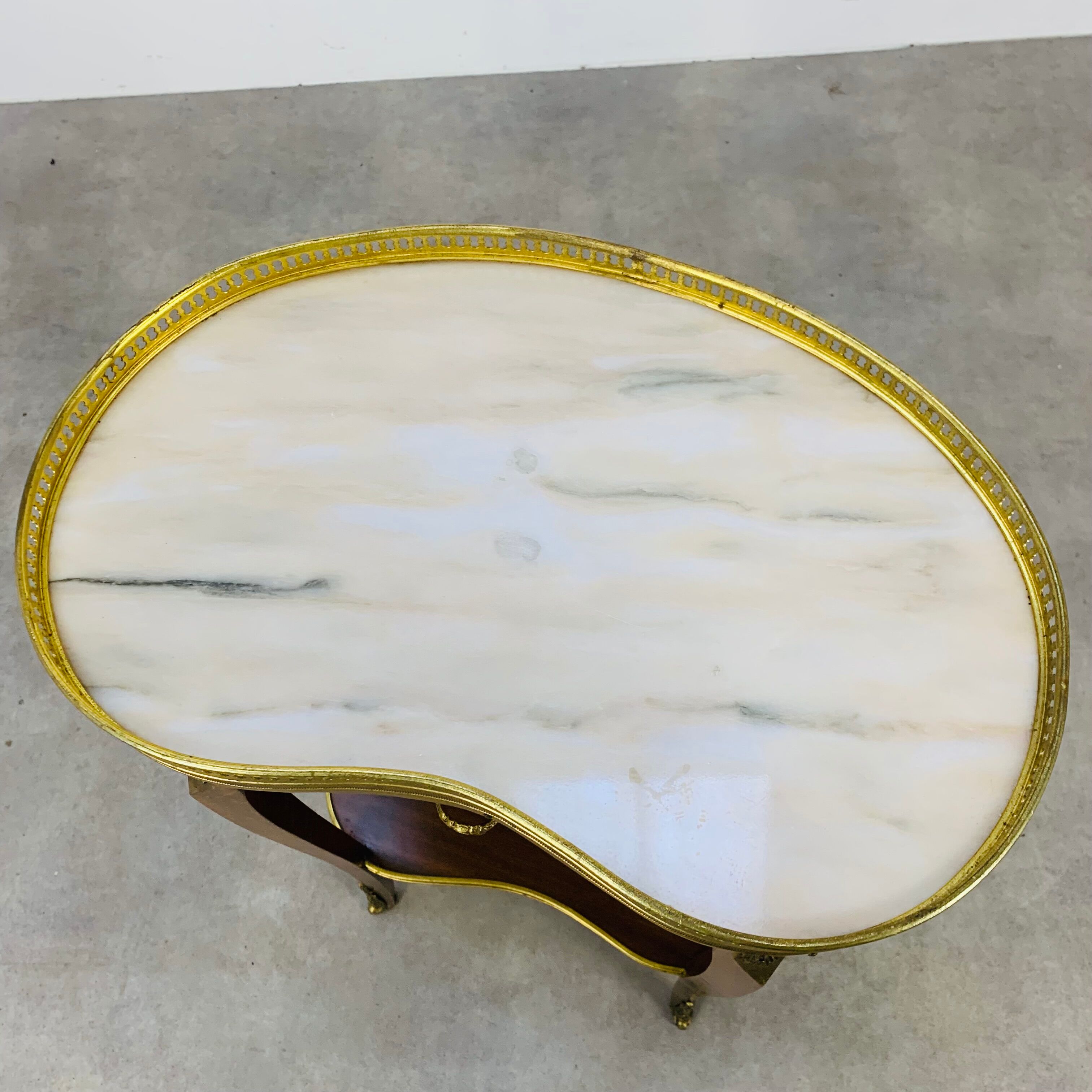 Side table pedestal table marble kidney louis XV style