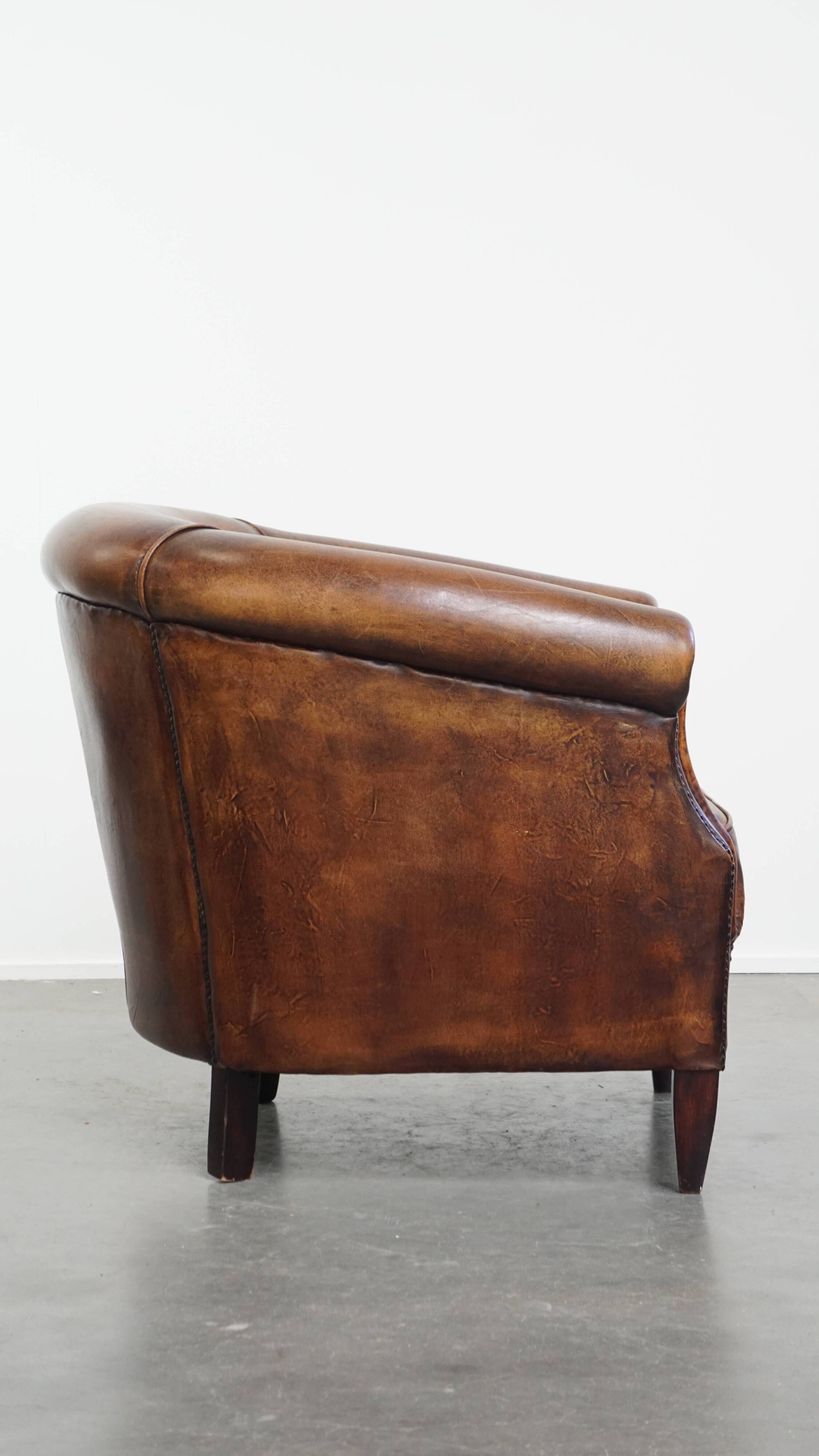Club chair made of sheepskin leather