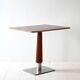 Mahogany bar table with steel base and carved stem