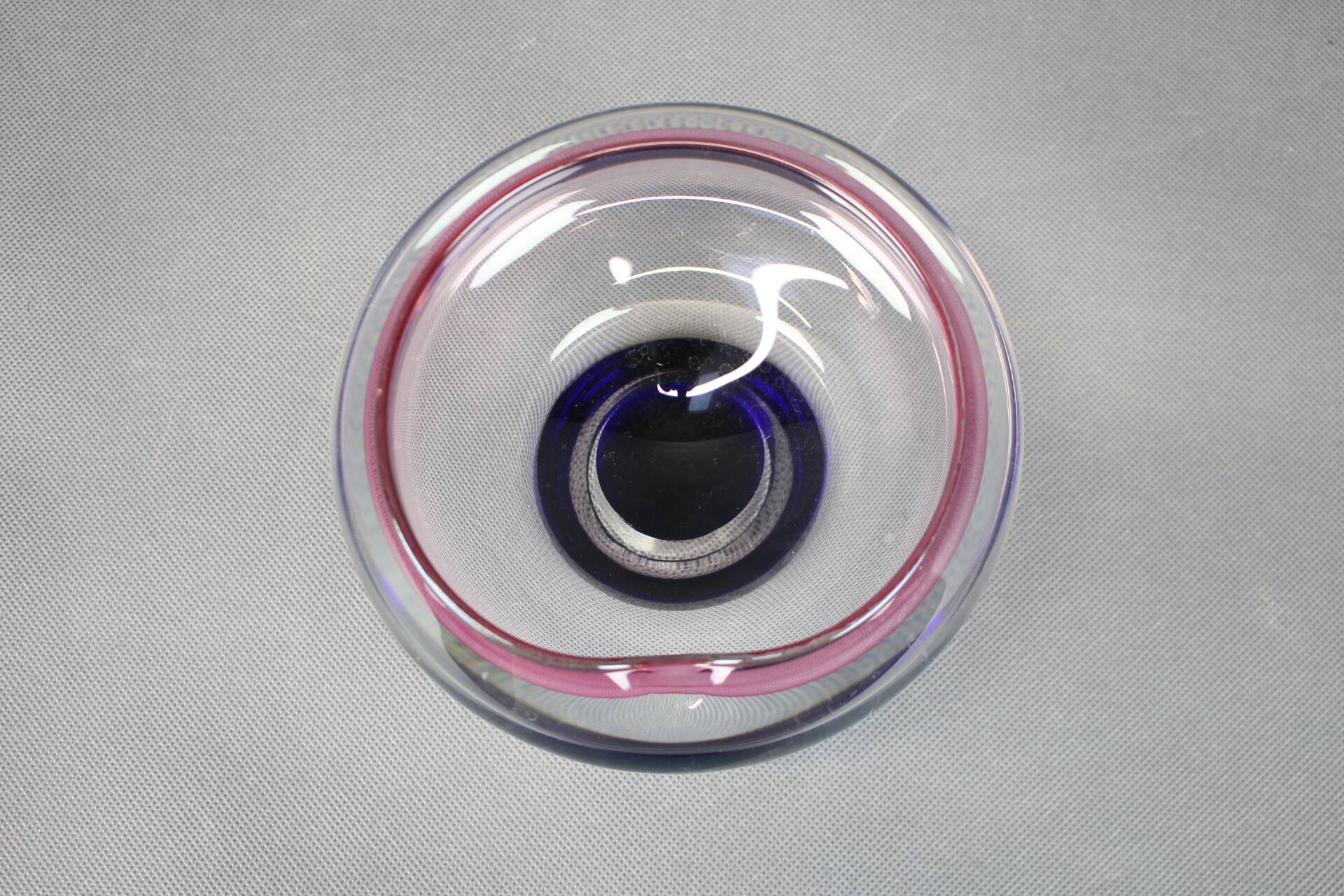 1960s Czech Pink and Blue Sommerso Glass Ashtray by Hospodka