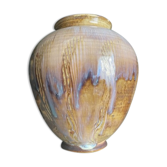 Vase en grès signé, vers 1940