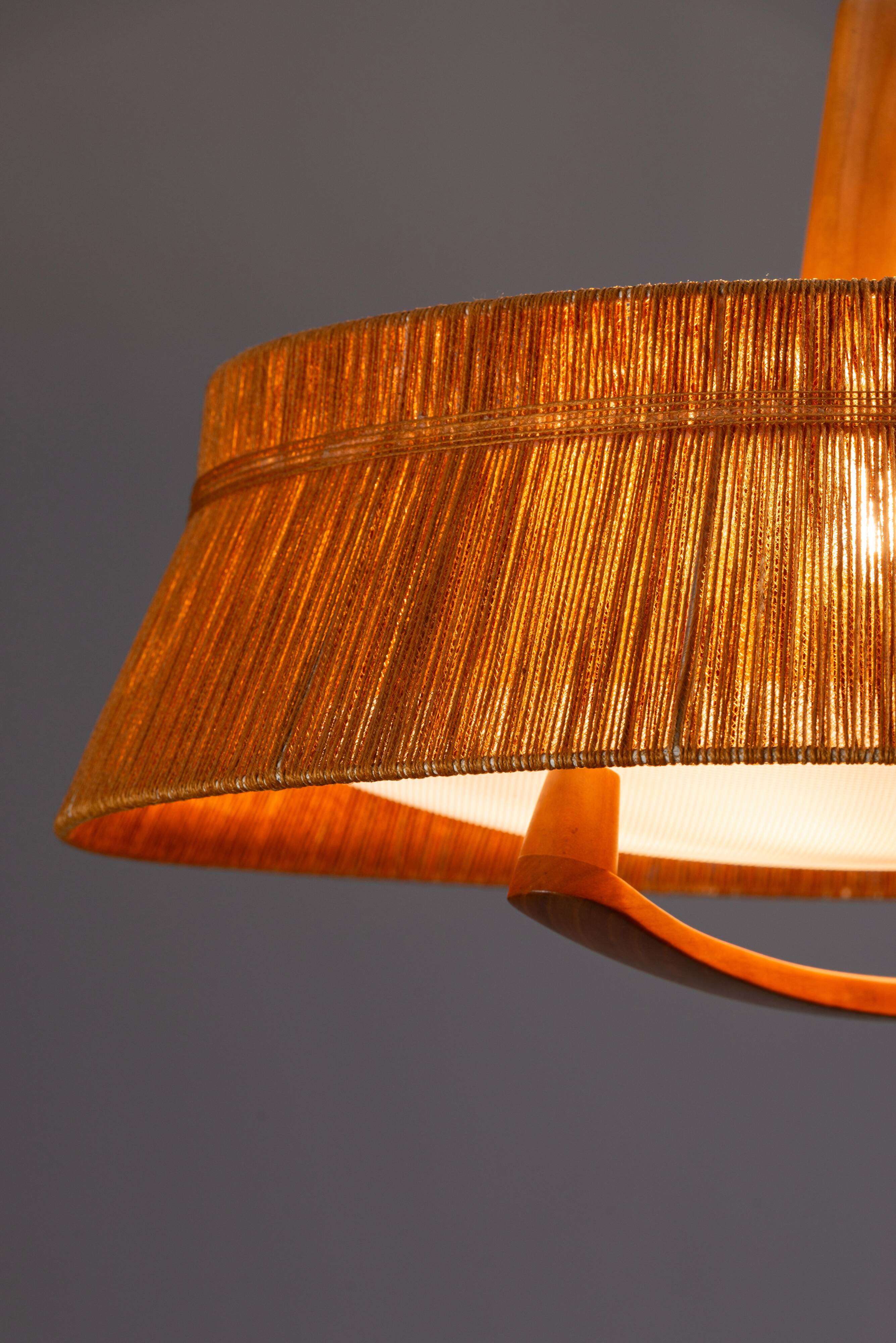 Temde teak and sisal pendant