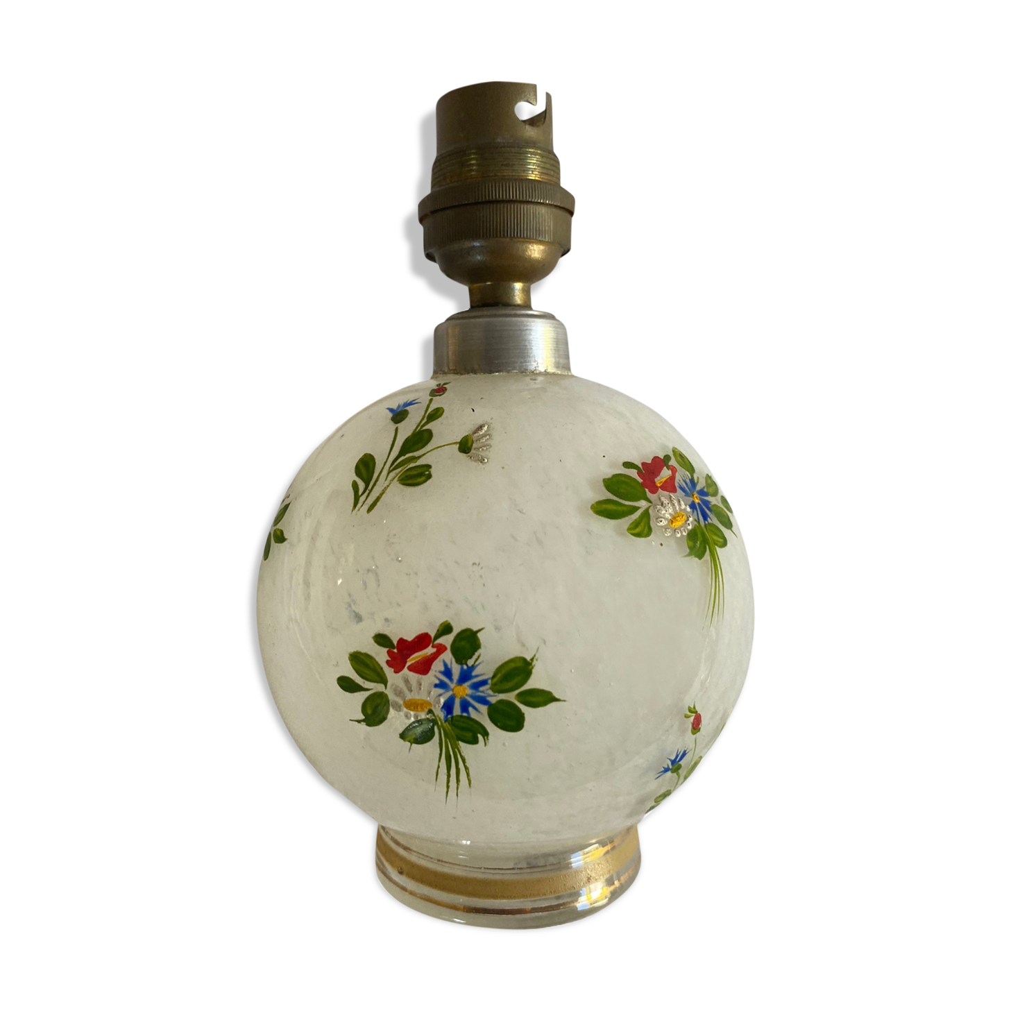 Pied de Lampe de chevet en verre peint à la main