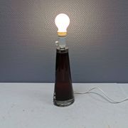 Table lamp by Carl Fagerlund for Orrefors Glassworks Sweden 1960s in translucent and deep red glass.