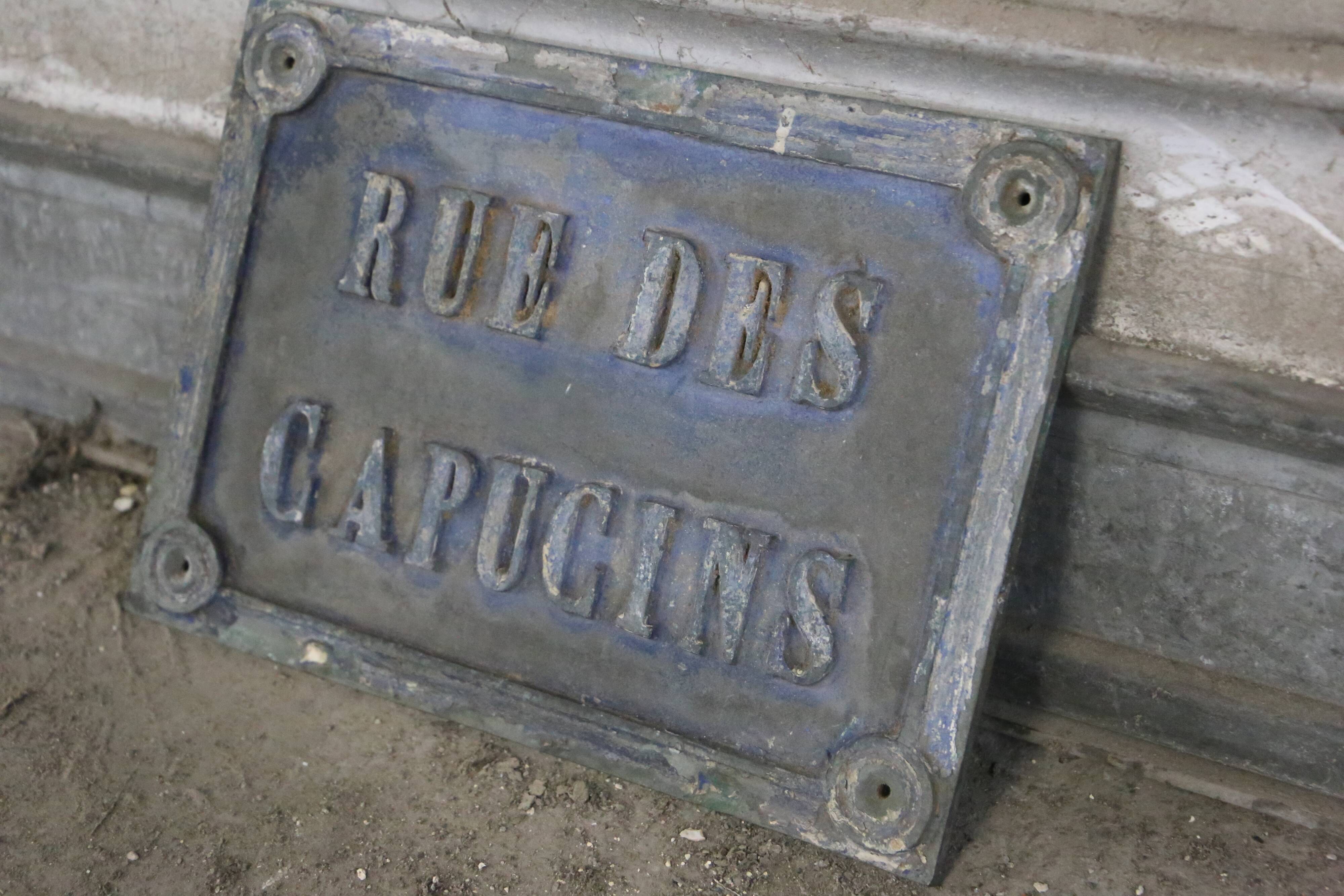 Antique street sign, cast iron, 19th century