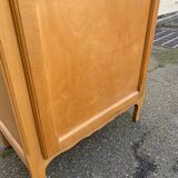 Parisian glass-fronted wardrobe in light wood from the 1960s.
