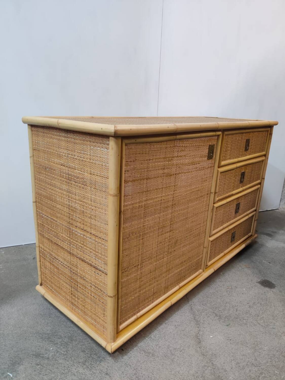 Dal Vera rattan and bamboo sideboard
