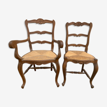 Pair Chair and Straw Chair