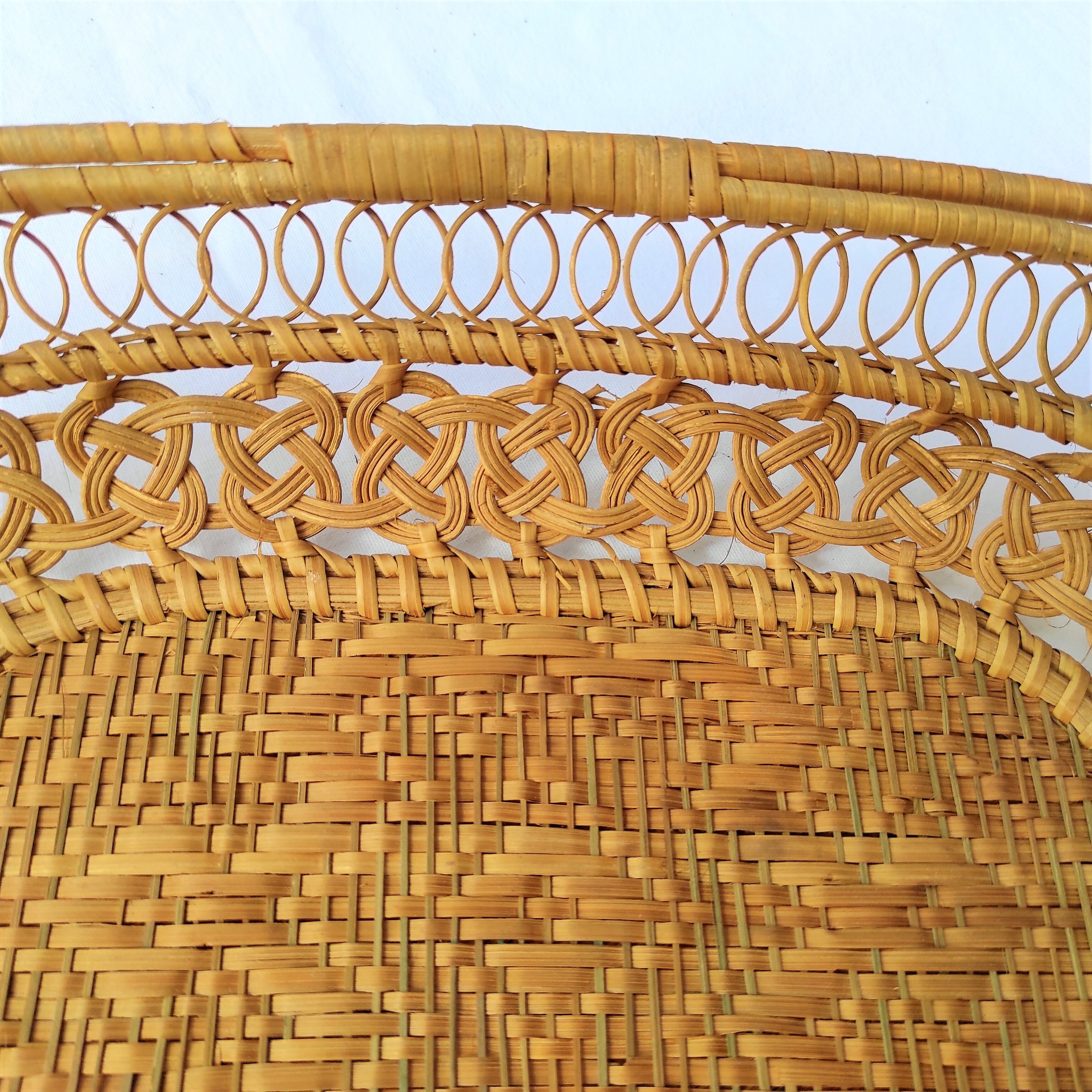 very old bread basket or fruit woven wicker woven in early 1900