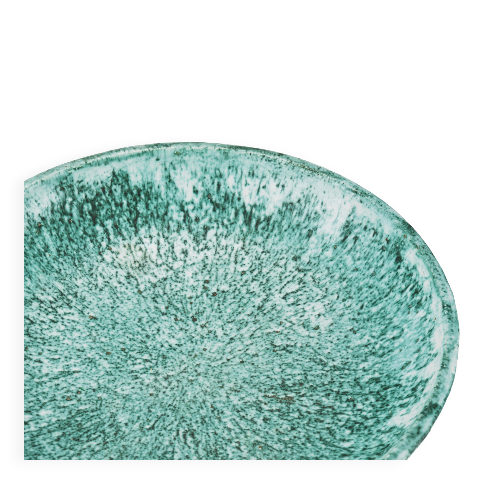 Eva Ruffoni Grand Bol Art Fruitier en Céramique Turquoise, 15 pouces de diamètre, Italie, années 1980