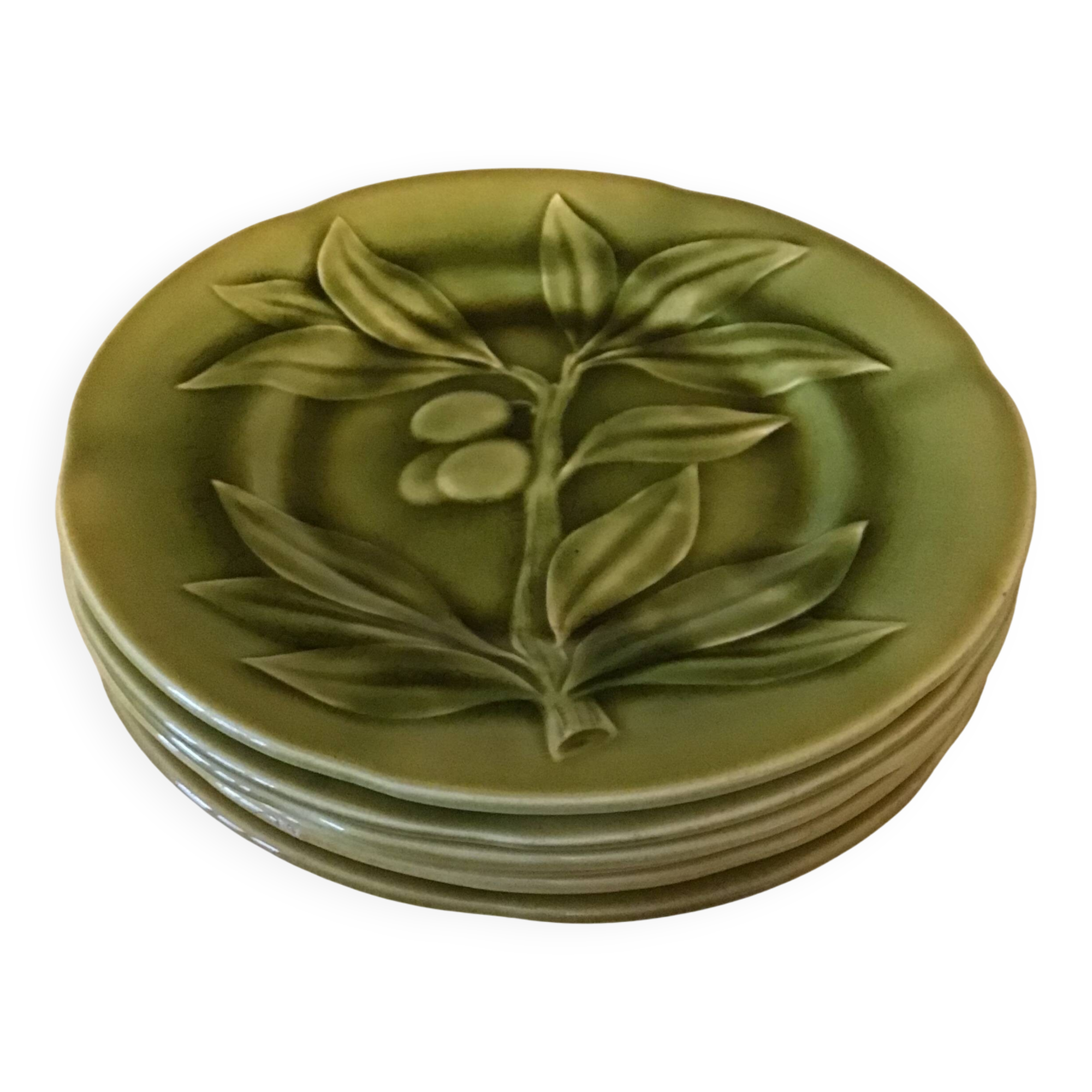 6 assiettes verte Choisy le Roi en parfait etat