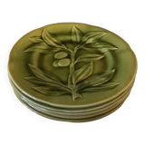6 assiettes verte Choisy le Roi en parfait etat