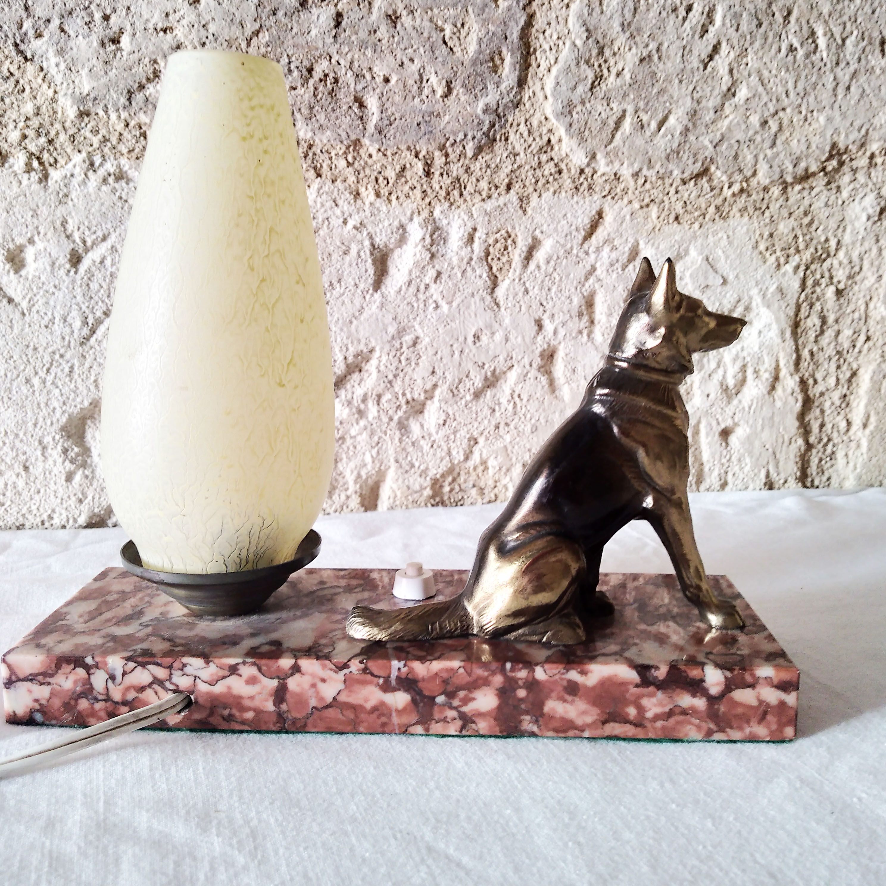 Art deco dog bedside lamp