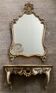 Antique mirror and wall console in carved wood
