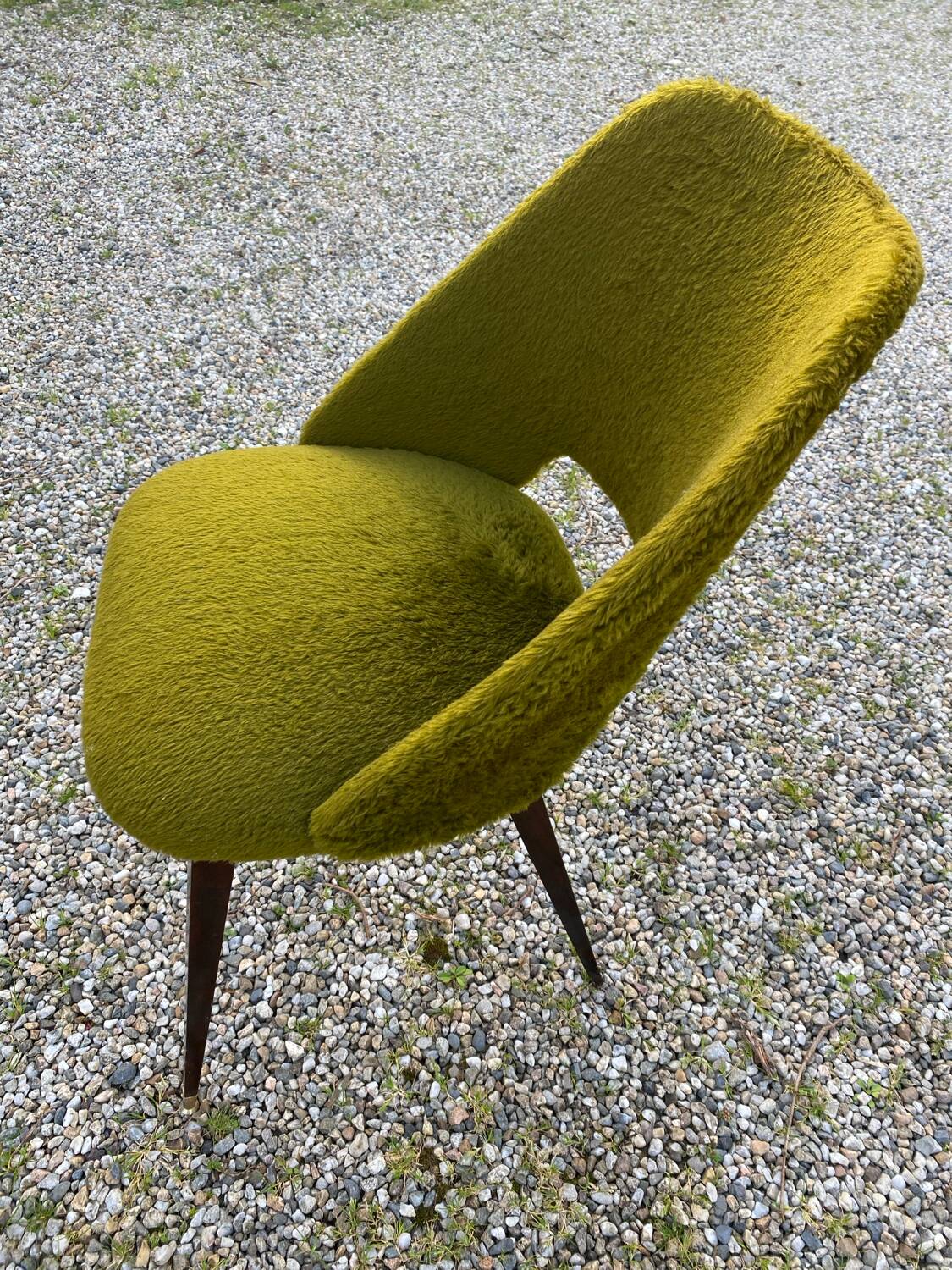 Green faux fur chair