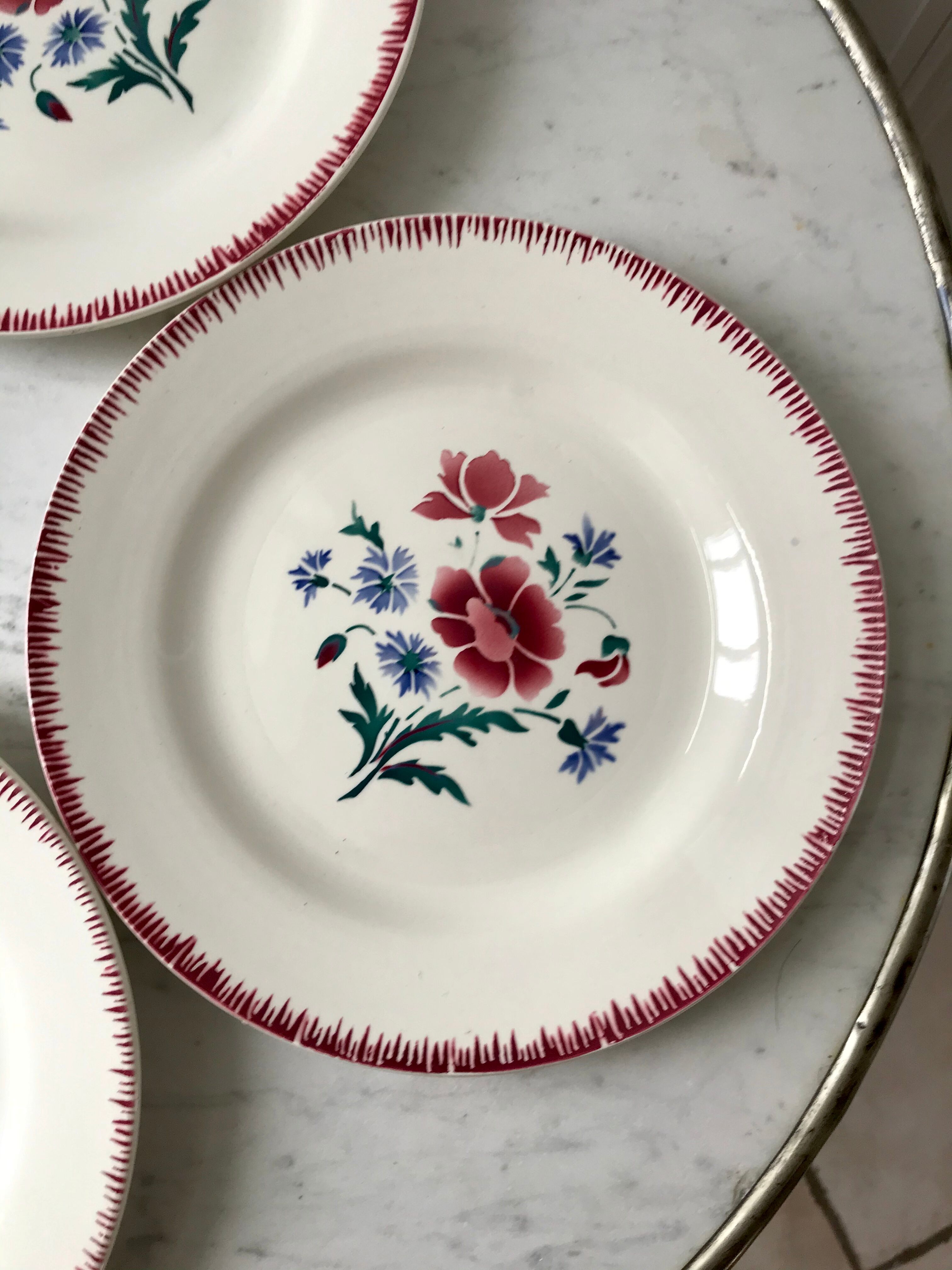 Lot of 4 dessert plates Digoin Sarreguemines model Prairial