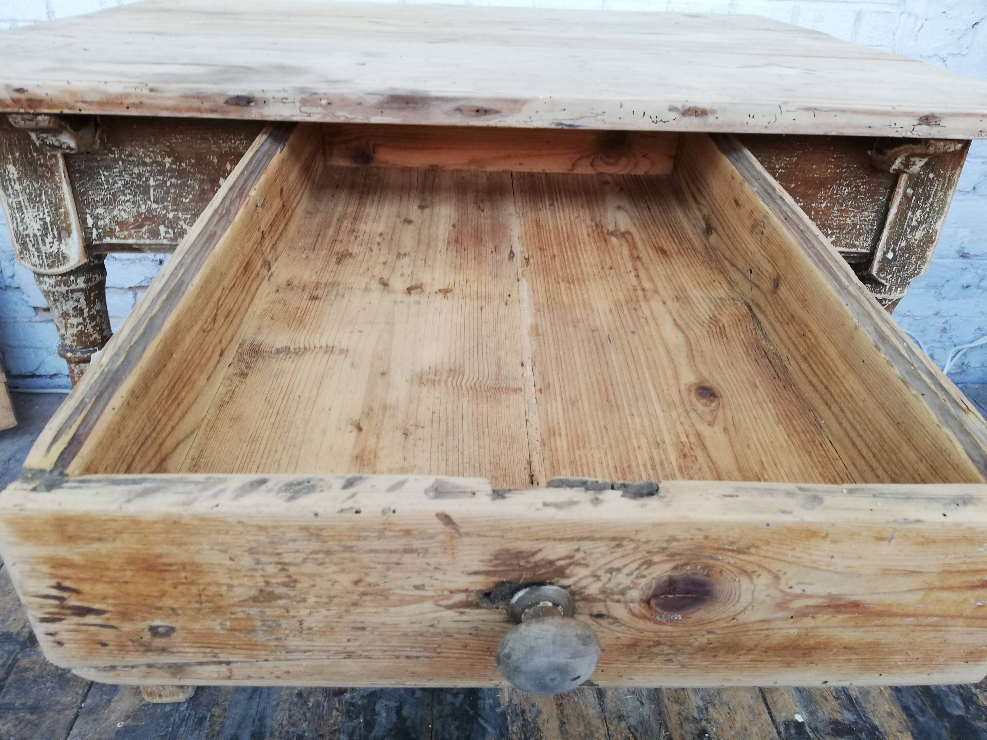 Square farmhouse table, vintage
