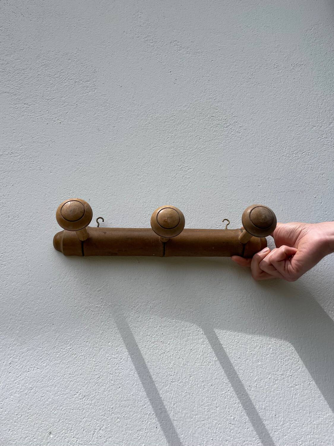 Antique wooden wall coat rack