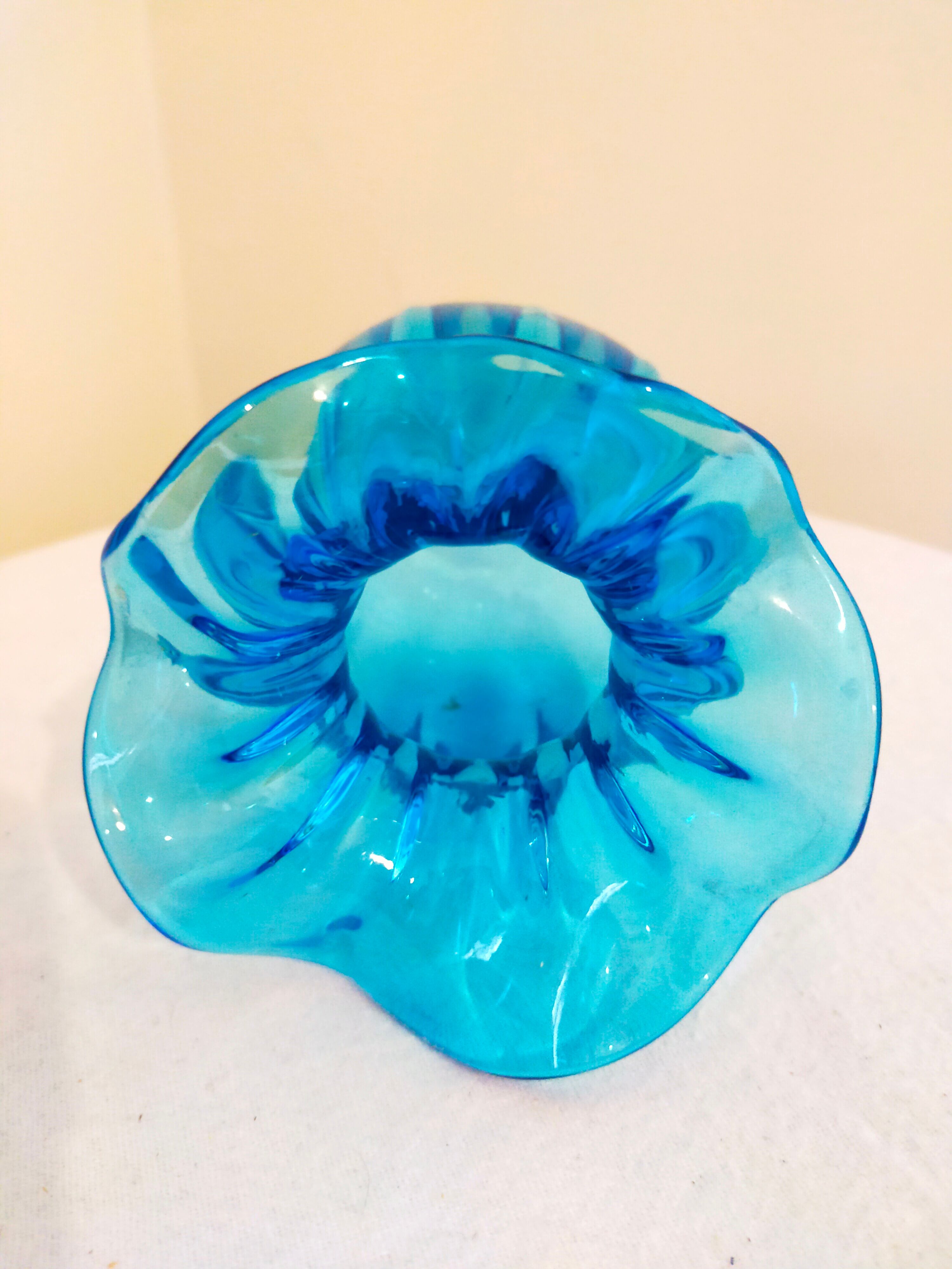 Blue blown glass vase
