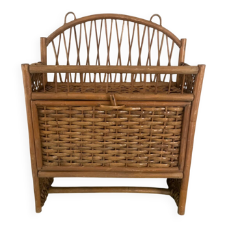 Vintage rattan wall shelf