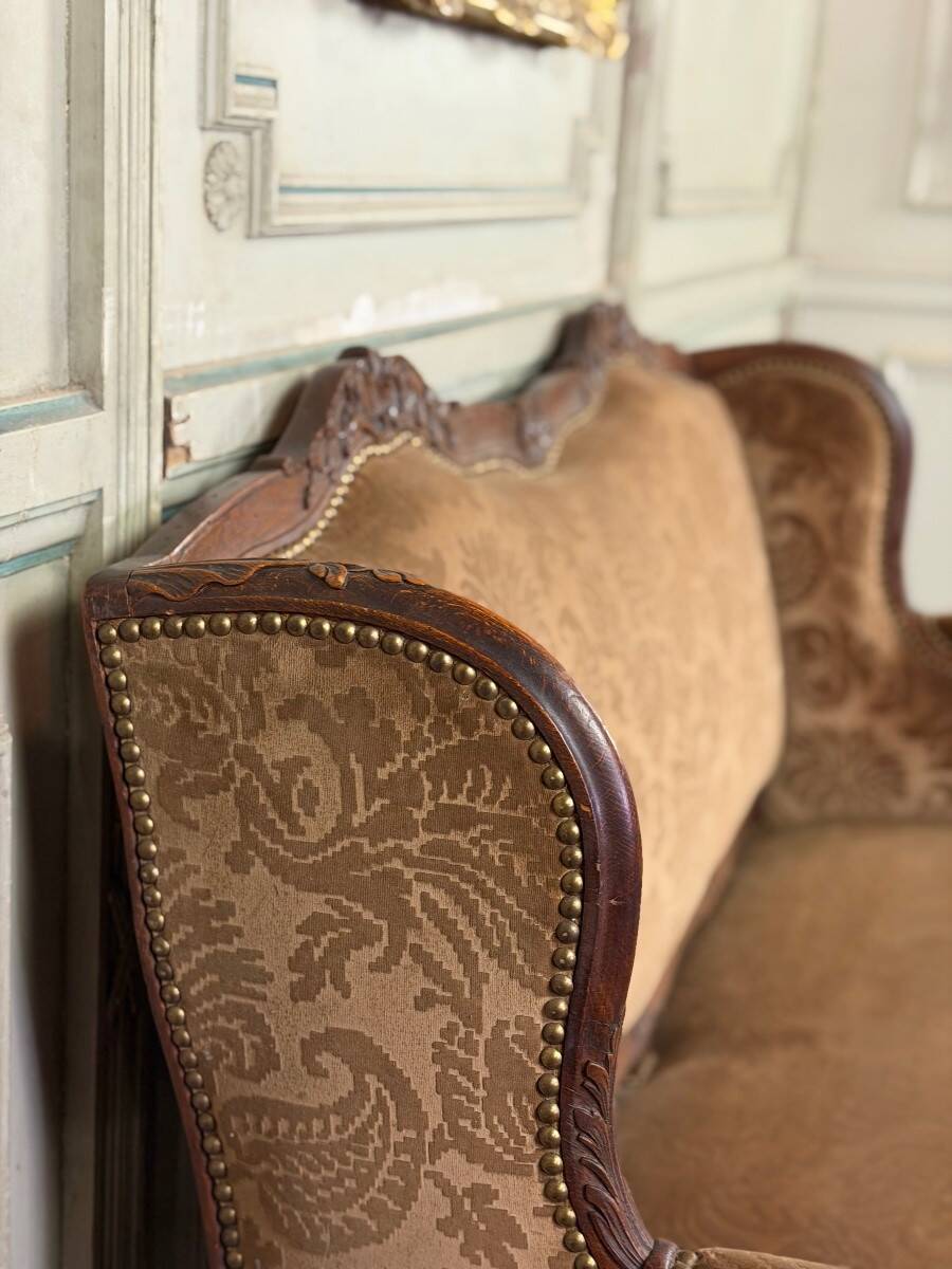 Small Louis XV style wingback bench, circa 1880