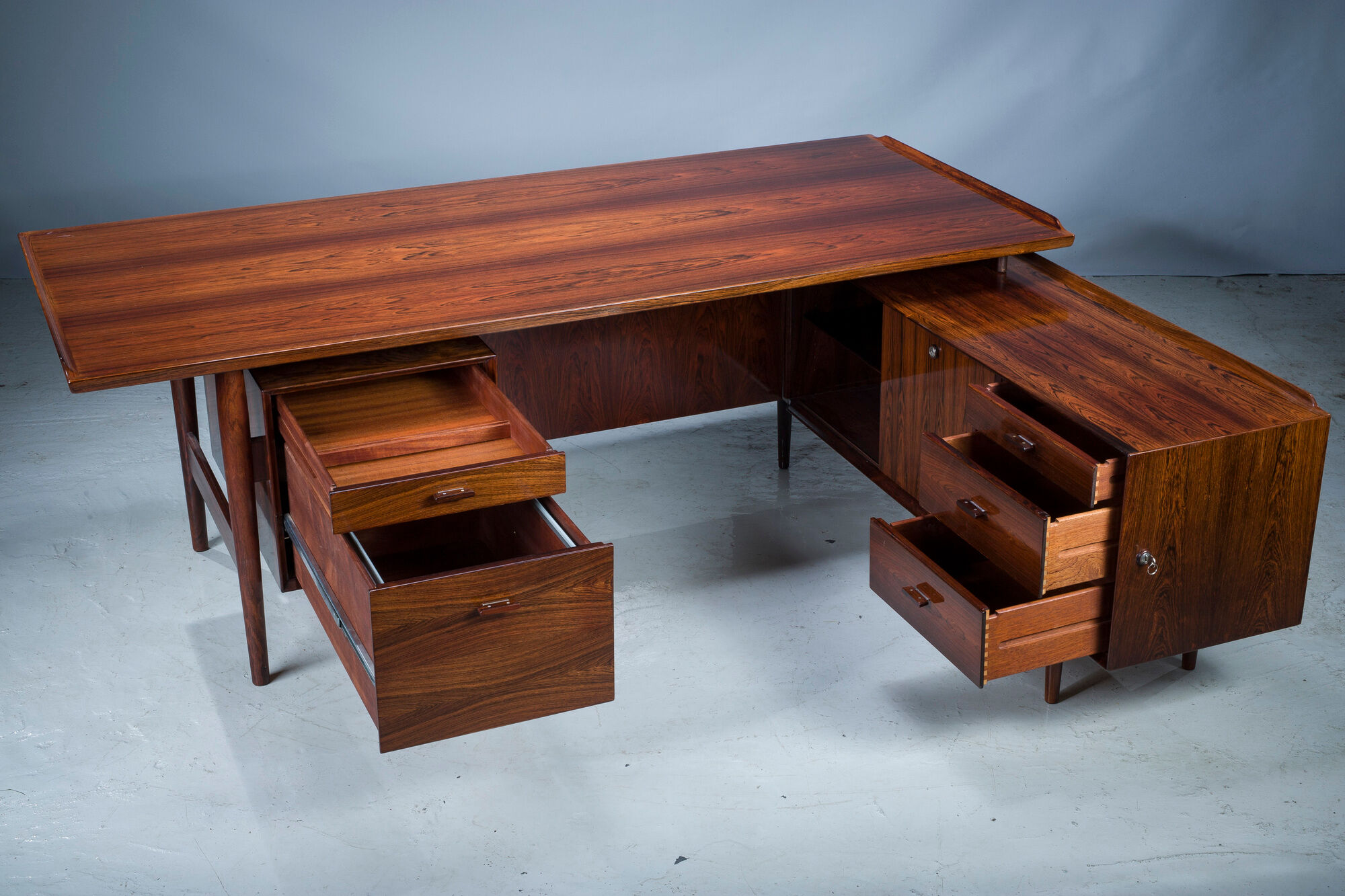 Executive Desk with Sideboard in Rosewood by Arne Vodder for Sibast Møbelfabrik, Denmark, 1950s