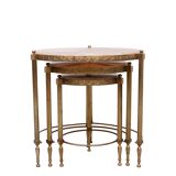 Hollywood Recency Nesting Tables Brass Onyx Marble France