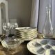 Set of 8 oyster plates or compartment plates, aquatic model Lourioux Fo.
