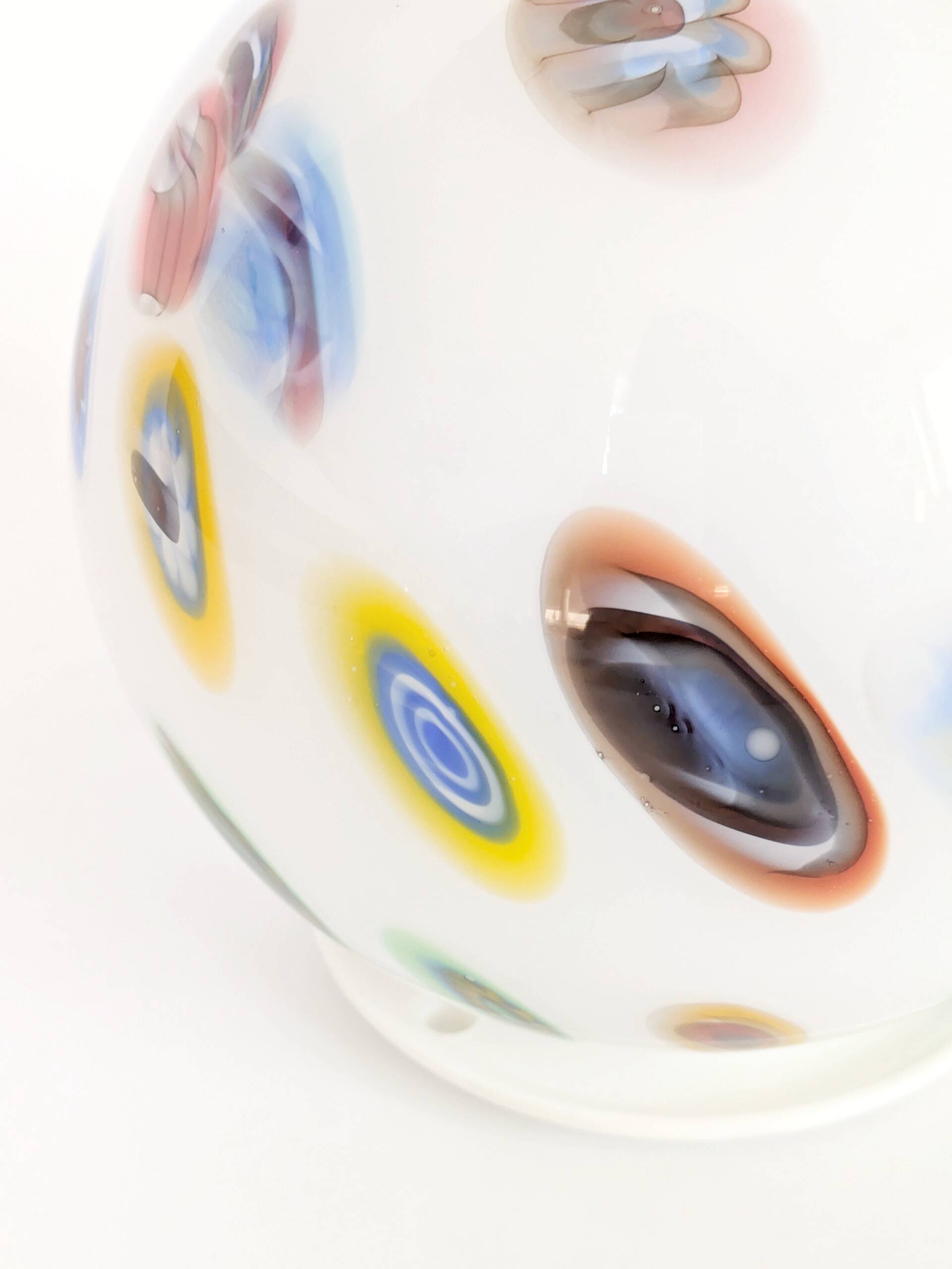 Vintage glass globe table lamp in millefiori style, 1990s.