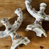 Moustiers earthenware candlesticks