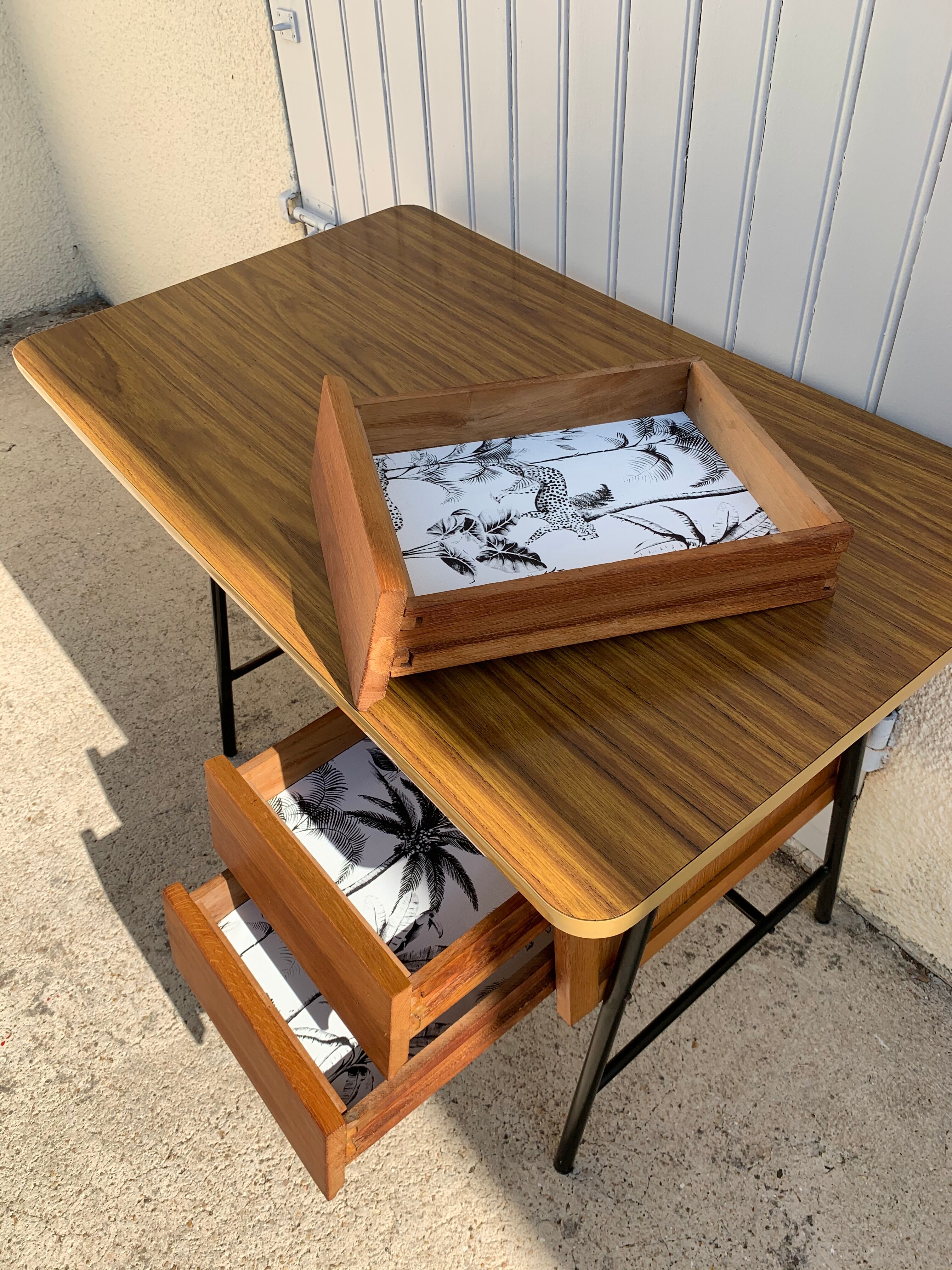Vintage wood and formica desk 1950