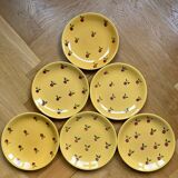 Hand painted yellow peach pattern plates - portugal