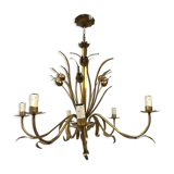 Golden chandelier of the 70s joncs decorations